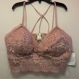 Pink floral lace top